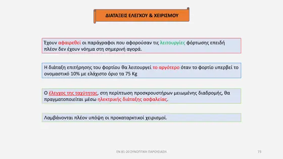 Διαφάνεια παρουσίασης EN 81-20 — εικόνα 73